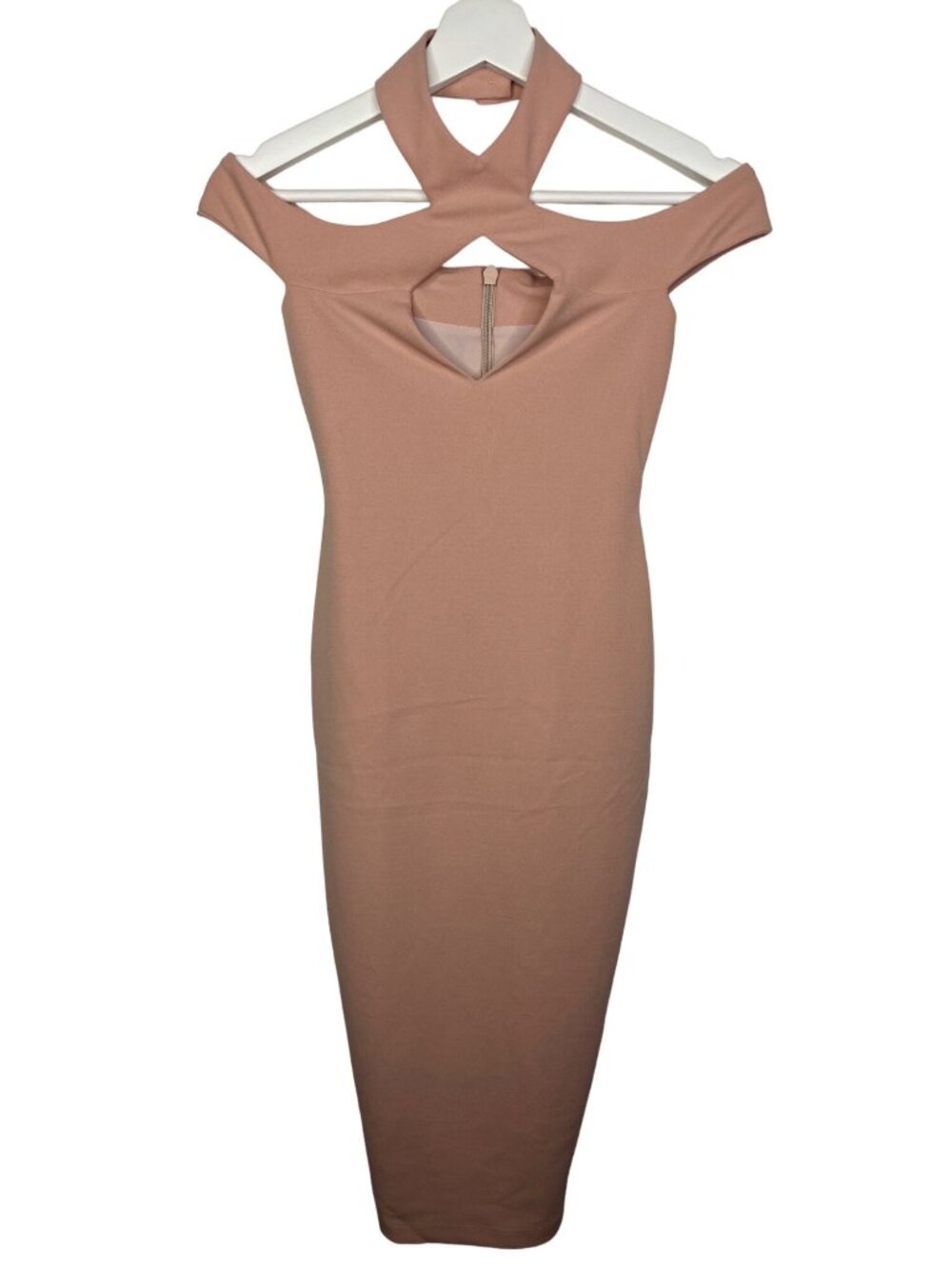 Nookie Hollywood Womens XS Blush Pink Midi Dress Bodycon Cocktail NWT
